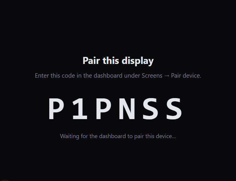 The Ambicast player showing a pairing code